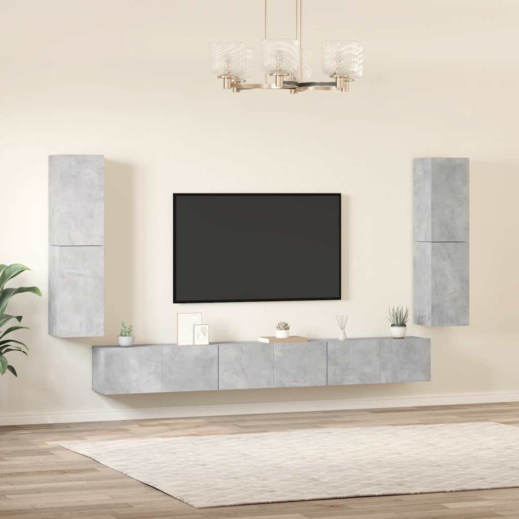 Ensemble de meubles TV 7 pcs Gris béton Bois d'ingénierie - XIOS