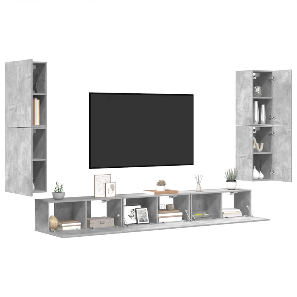 Ensemble de meubles TV 7 pcs Gris béton Bois d'ingénierie - XIOS