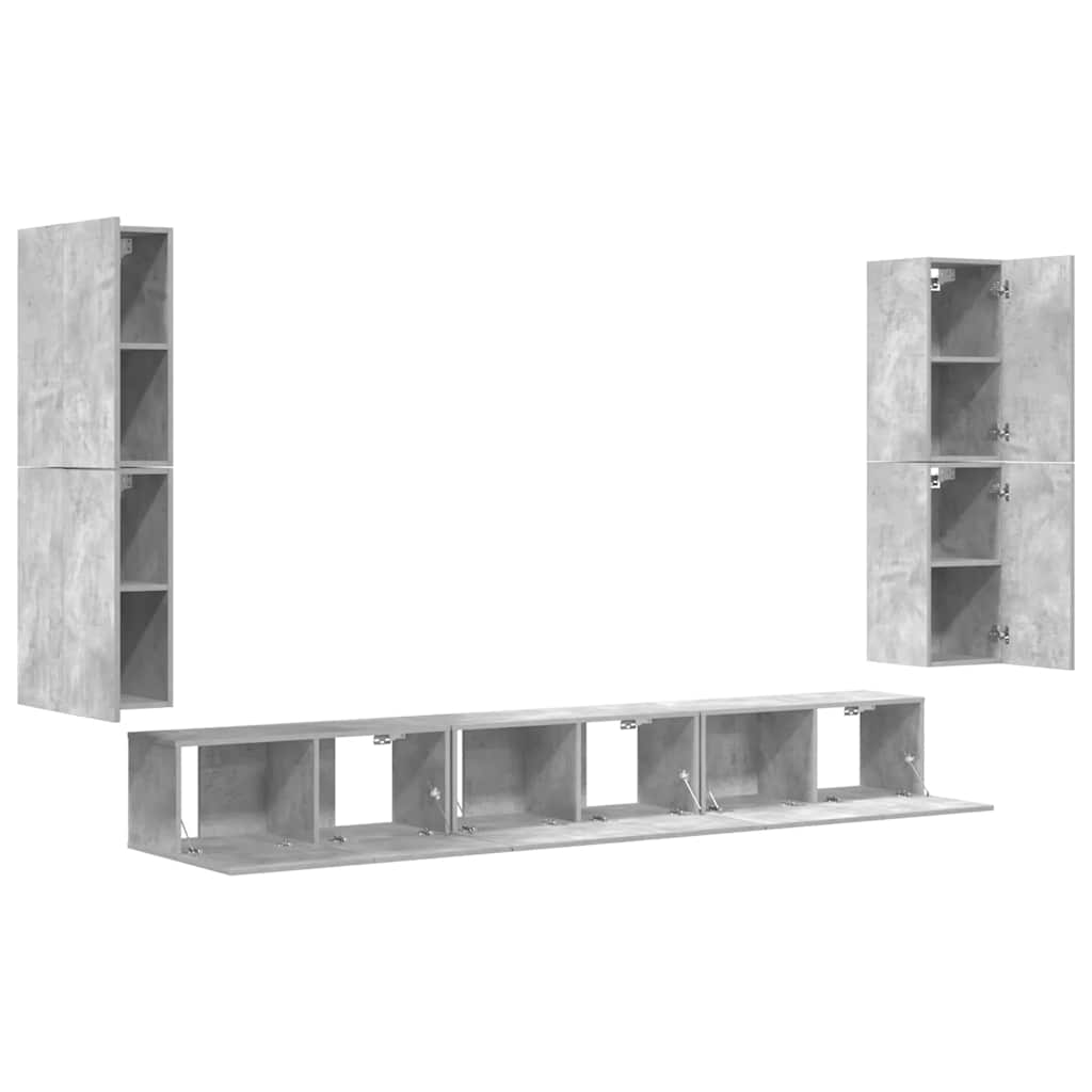 Ensemble de meubles TV 7 pcs Gris béton Bois d'ingénierie - XIOS