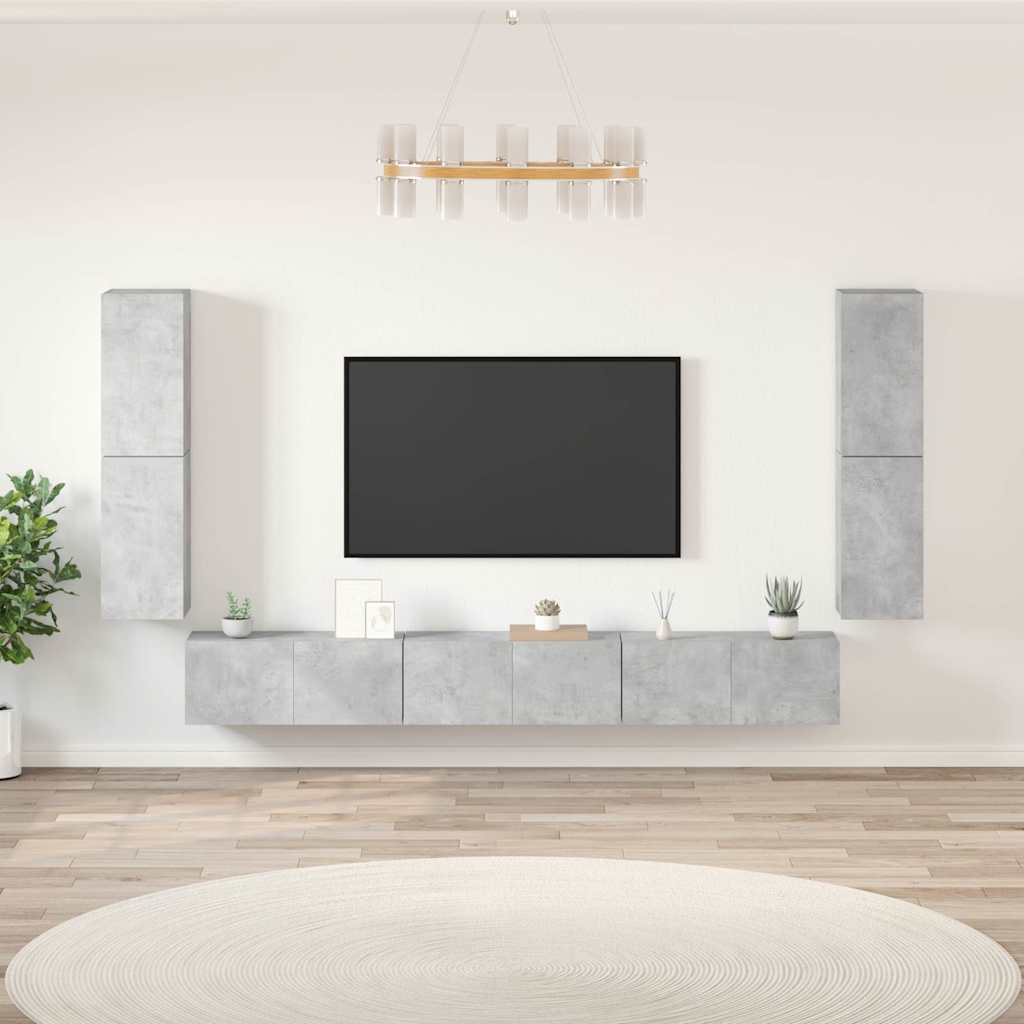 Ensemble de meubles TV 7 pcs Gris béton Bois d'ingénierie - XIOS