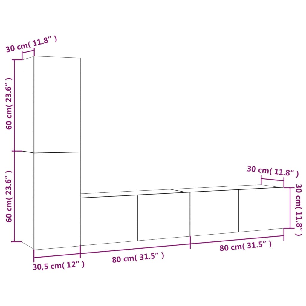 Ensemble de meubles TV 4 pcs Blanc Bois d'ingénierie - XIOS
