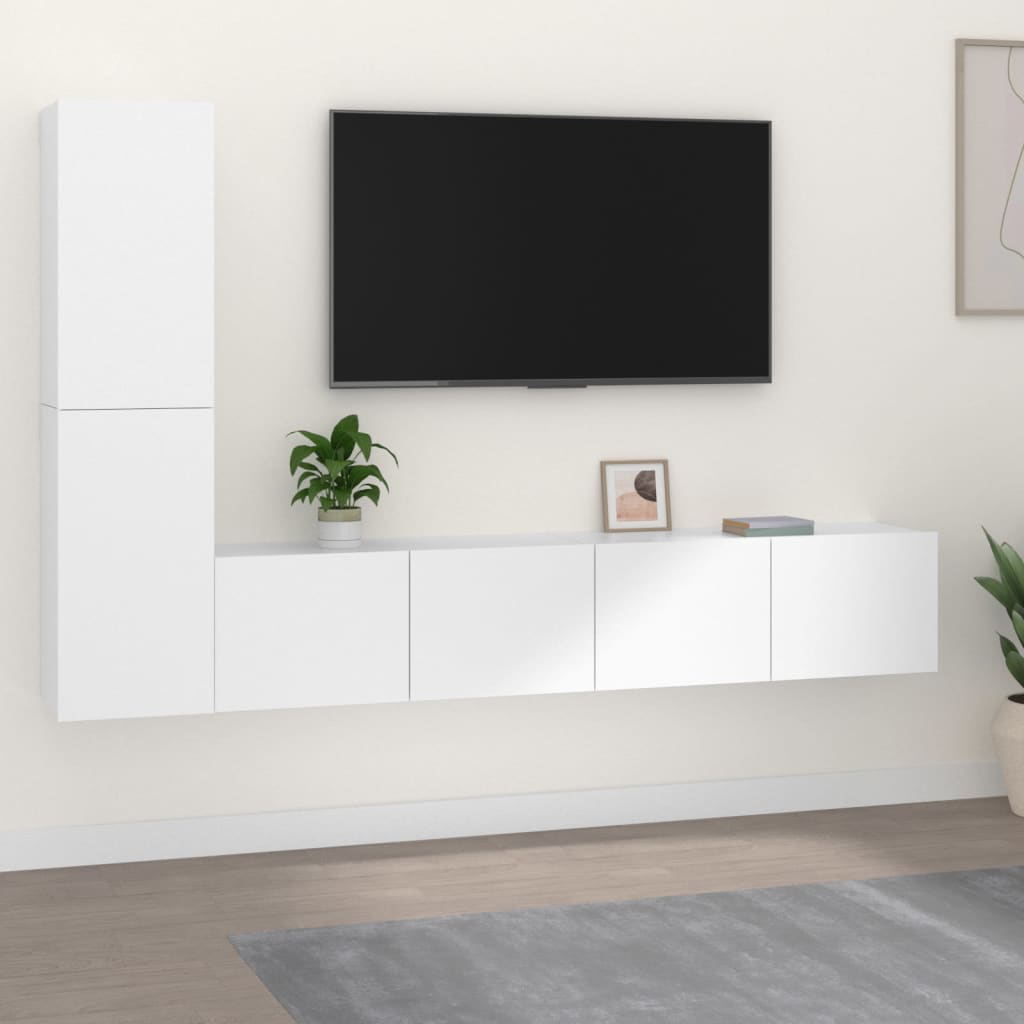 Ensemble de meubles TV 4 pcs Blanc Bois d'ingénierie - XIOS