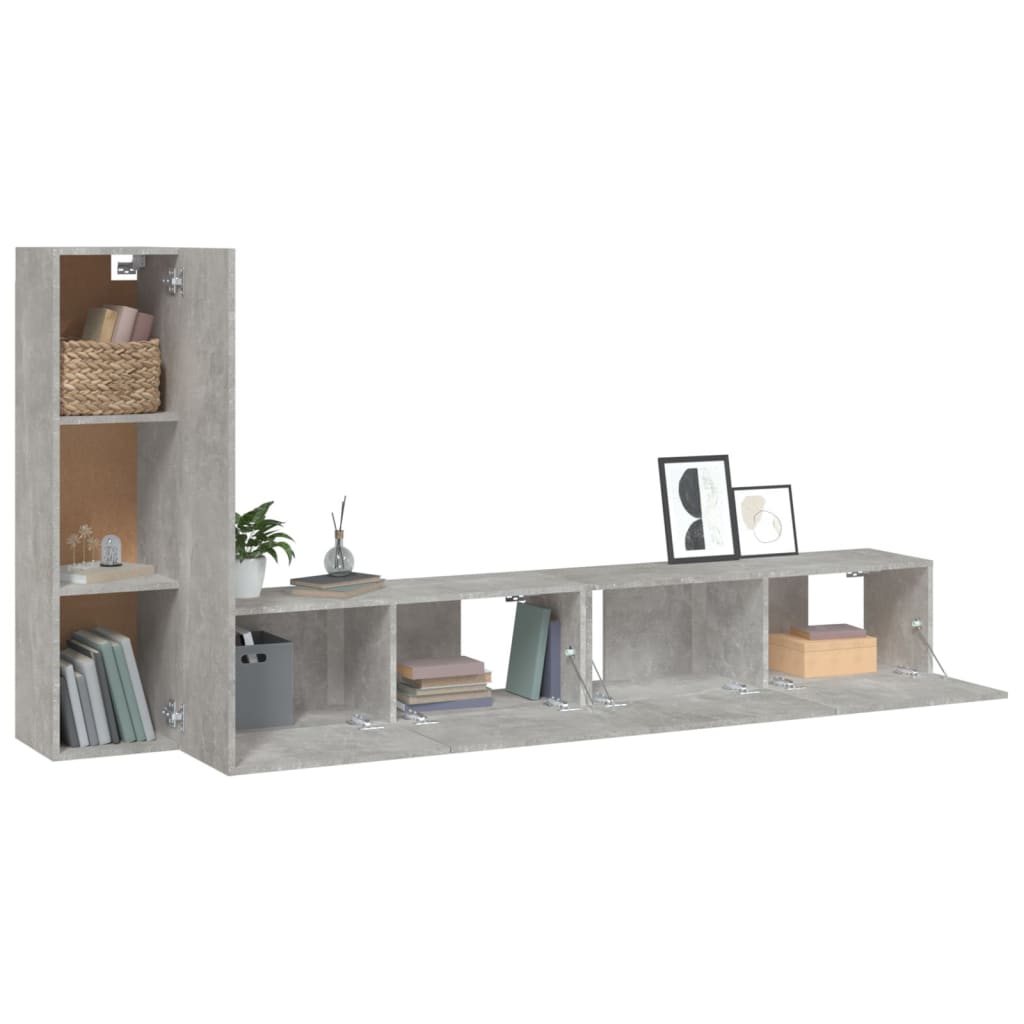 Ensemble de meubles TV 3 pcs Gris béton Bois d'ingénierie - XIOS