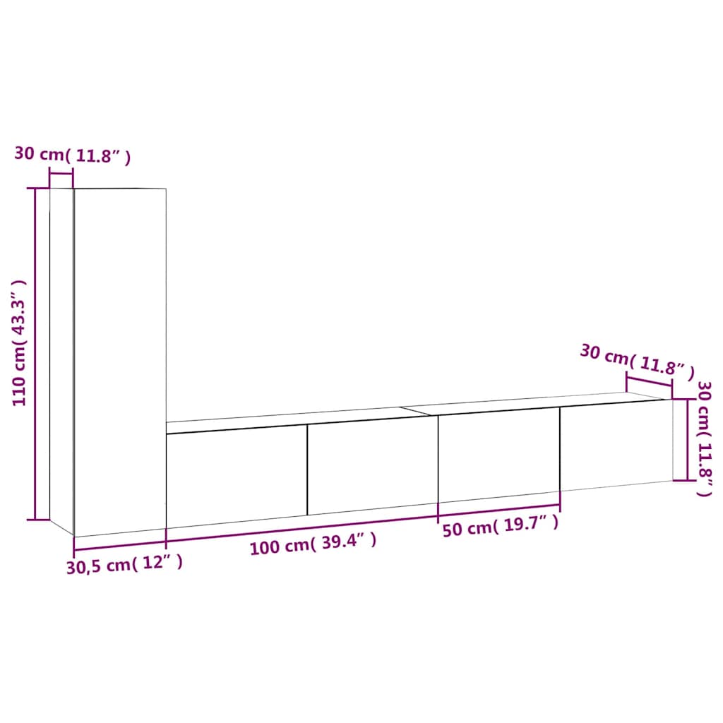 Ensemble de meubles TV 3 pcs Gris béton Bois d'ingénierie