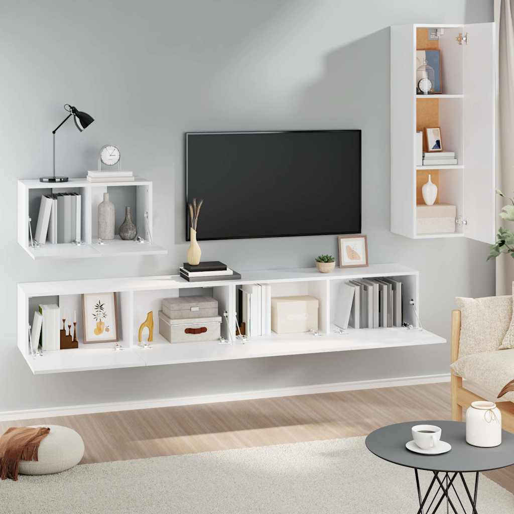 Ensemble de meubles TV 4 pcs Blanc Bois d'ingénierie