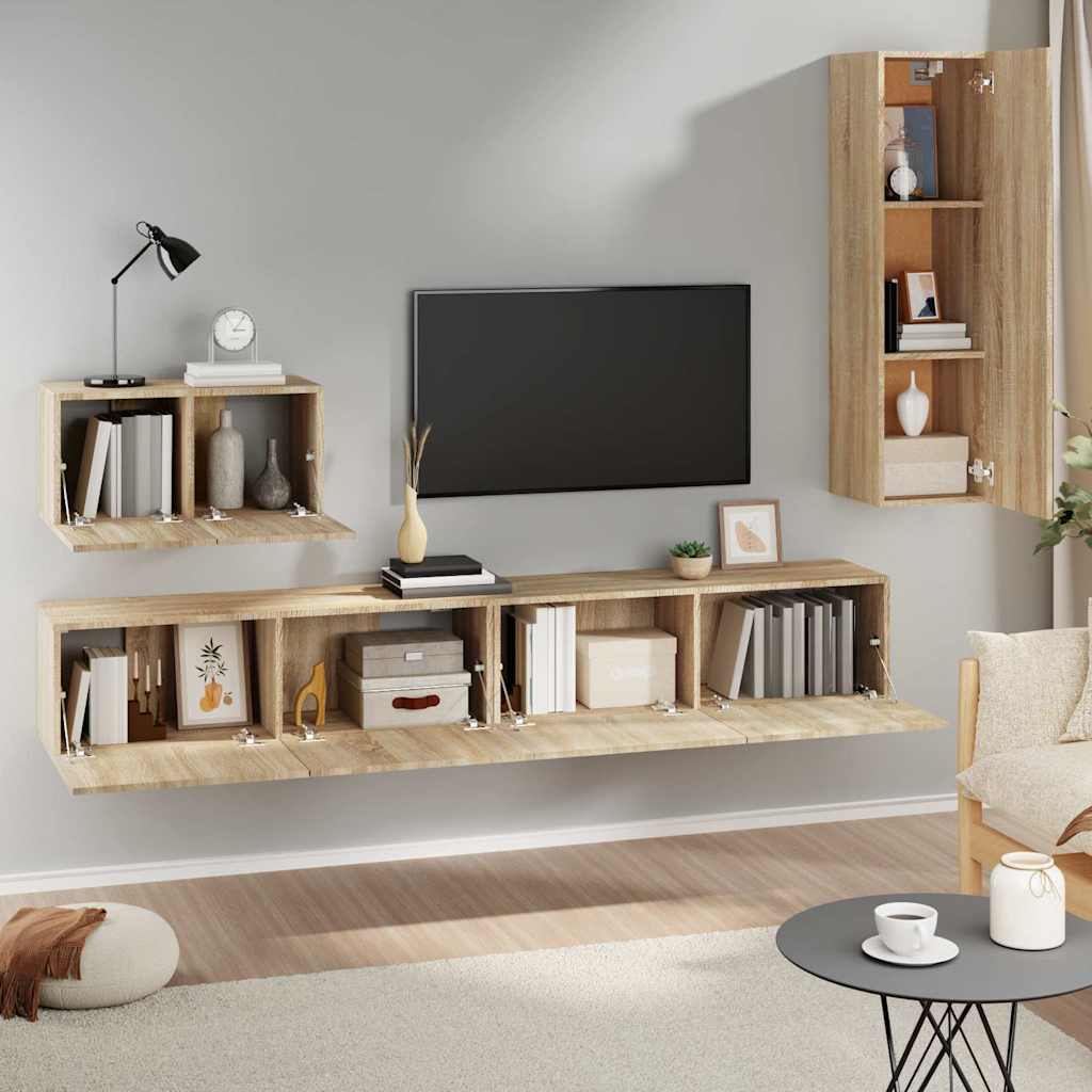 Ensemble de meubles TV 4 pcs Chêne sonoma Bois d'ingénierie - XIOS