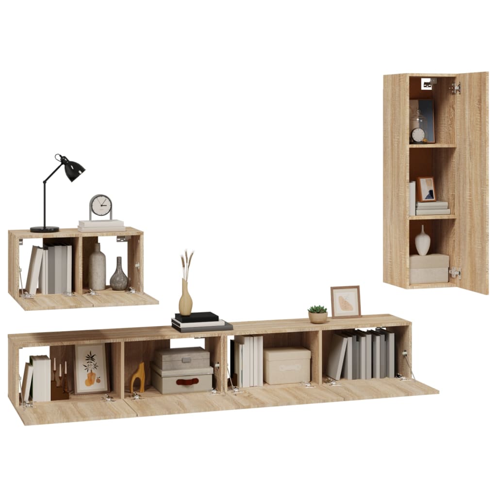 Ensemble de meubles TV 4 pcs Chêne sonoma Bois d'ingénierie - XIOS