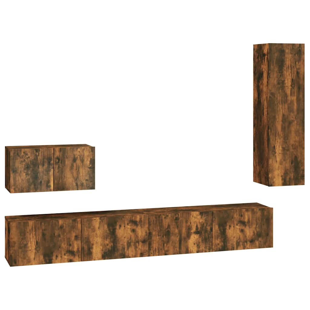 Ensemble de meubles TV 4 pcs Chêne fumé Bois d'ingénierie