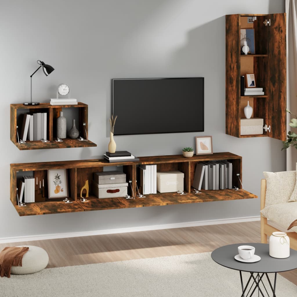 Ensemble de meubles TV 4 pcs Chêne fumé Bois d'ingénierie