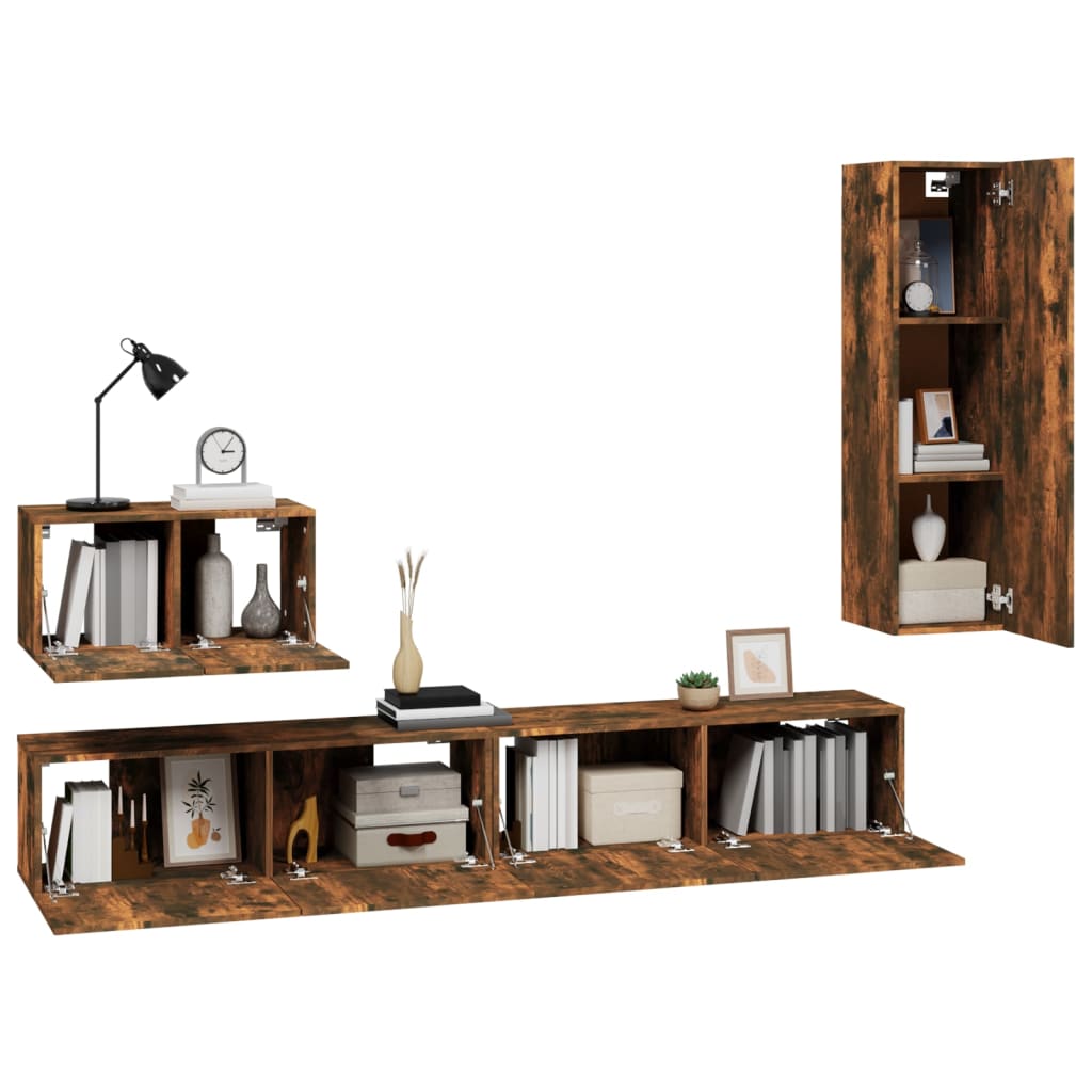 Ensemble de meubles TV 4 pcs Chêne fumé Bois d'ingénierie