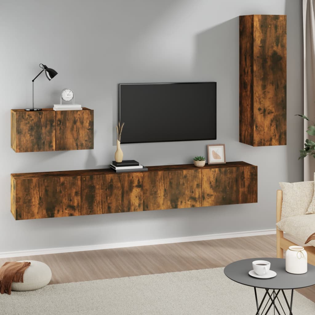 Ensemble de meubles TV 4 pcs Chêne fumé Bois d'ingénierie - XIOS
