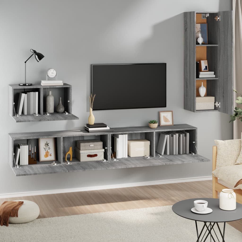 Ensemble de meubles TV 4 pcs Sonoma gris Bois d'ingénierie - XIOS