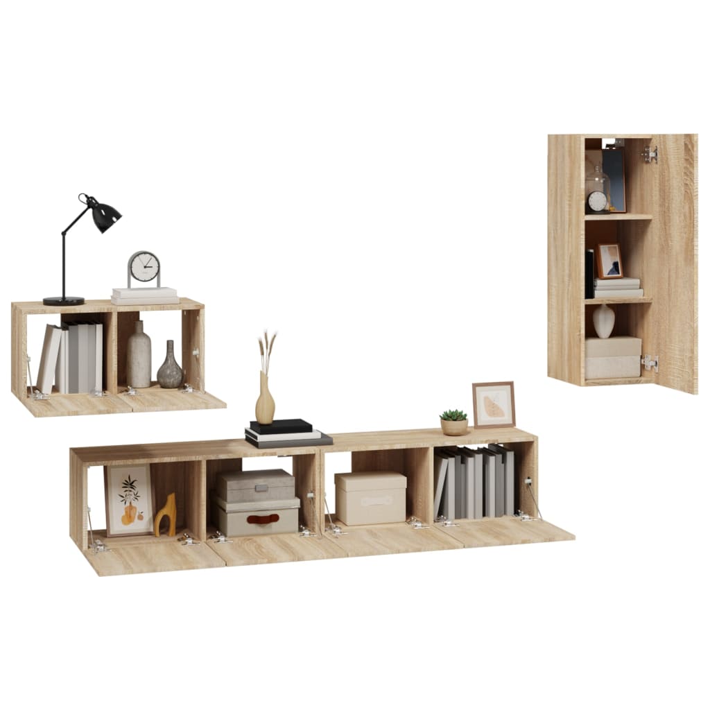 Ensemble de meubles TV 4 pcs Chêne sonoma Bois d'ingénierie - XIOS