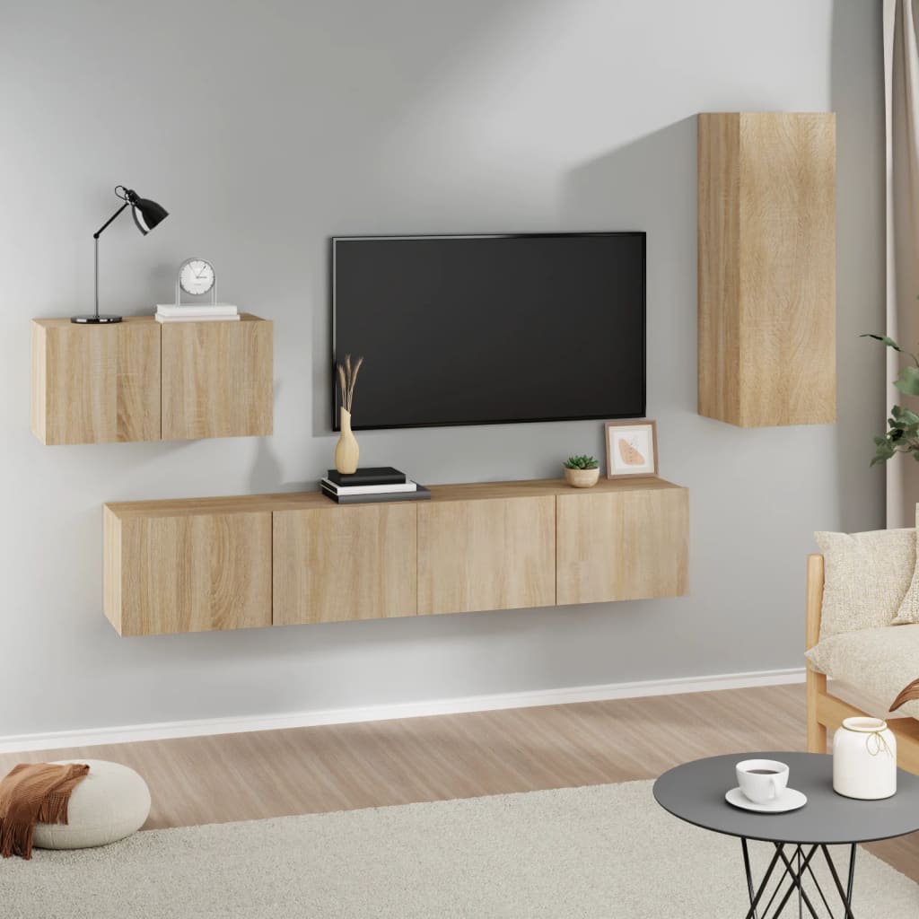 Ensemble de meubles TV 4 pcs Chêne sonoma Bois d'ingénierie - XIOS