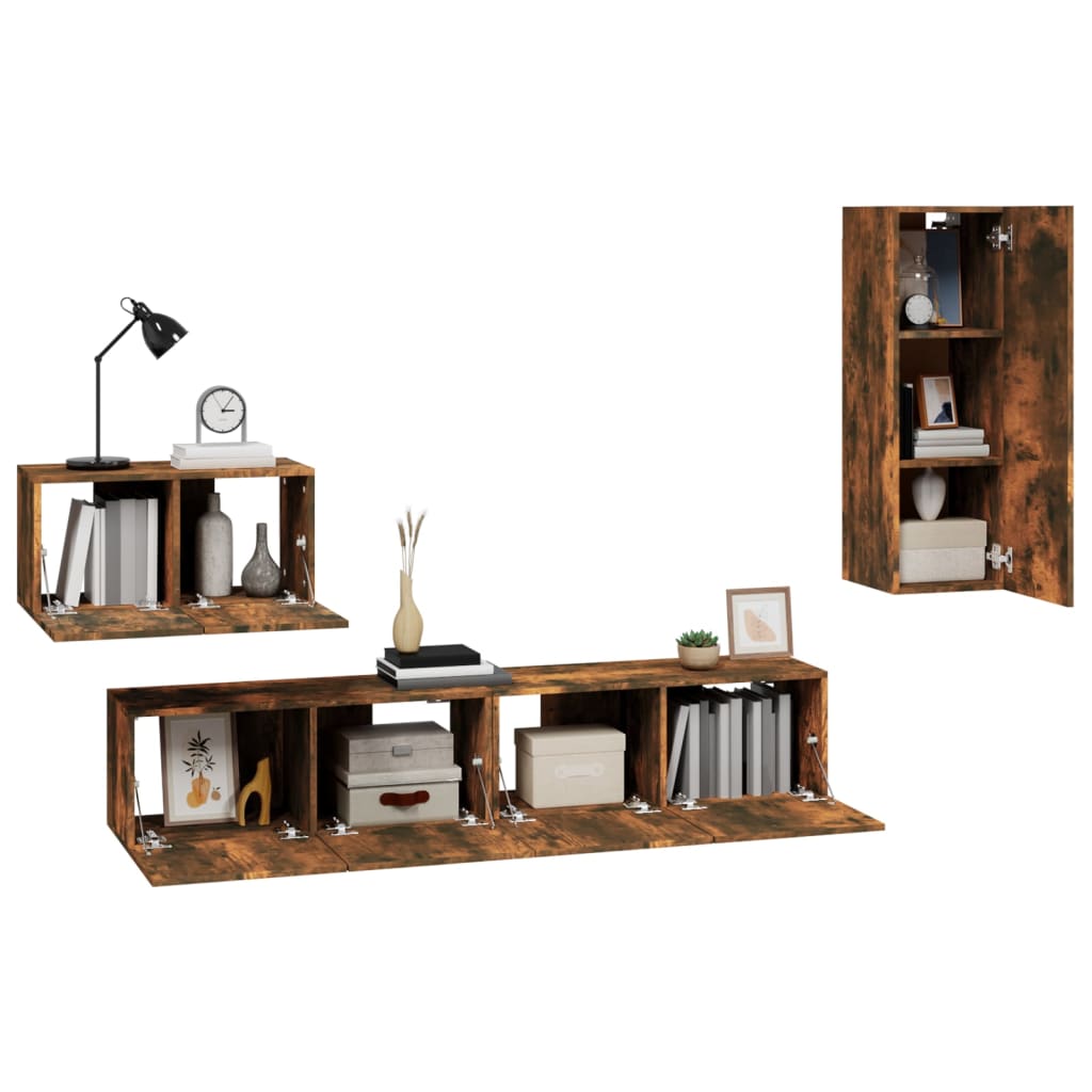 Ensemble de meubles TV 4 pcs Chêne fumé Bois d'ingénierie - XIOS