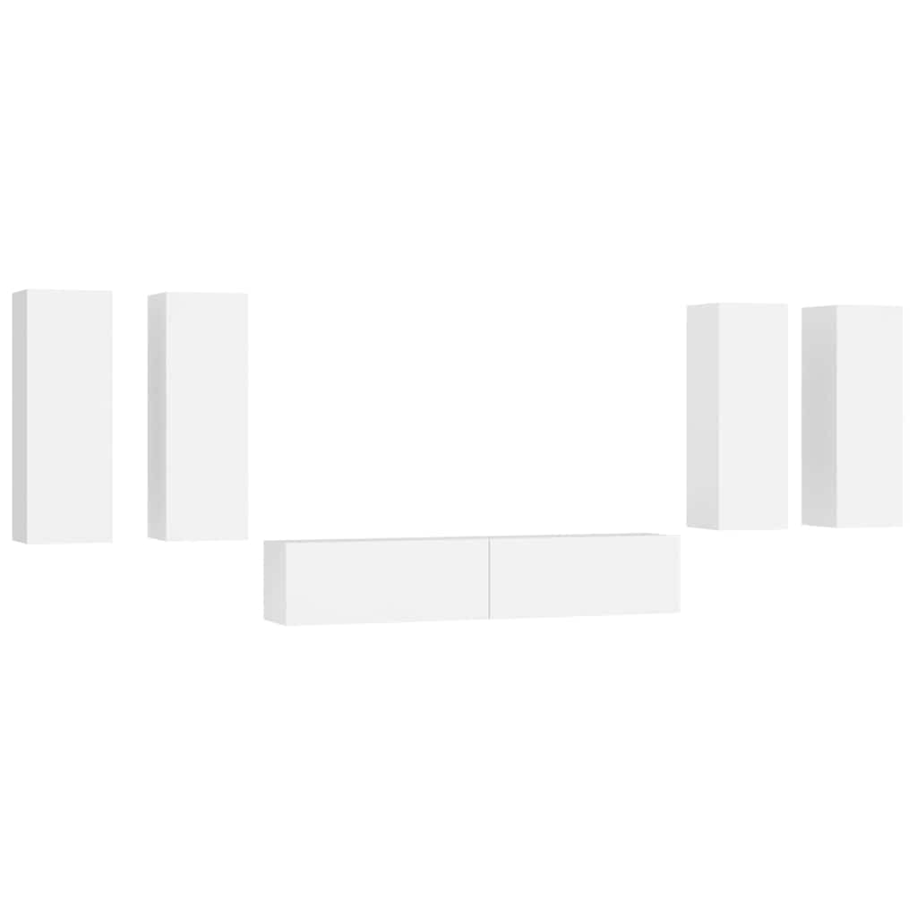 Ensemble de meubles TV 6 pcs Blanc Bois d'ingénierie