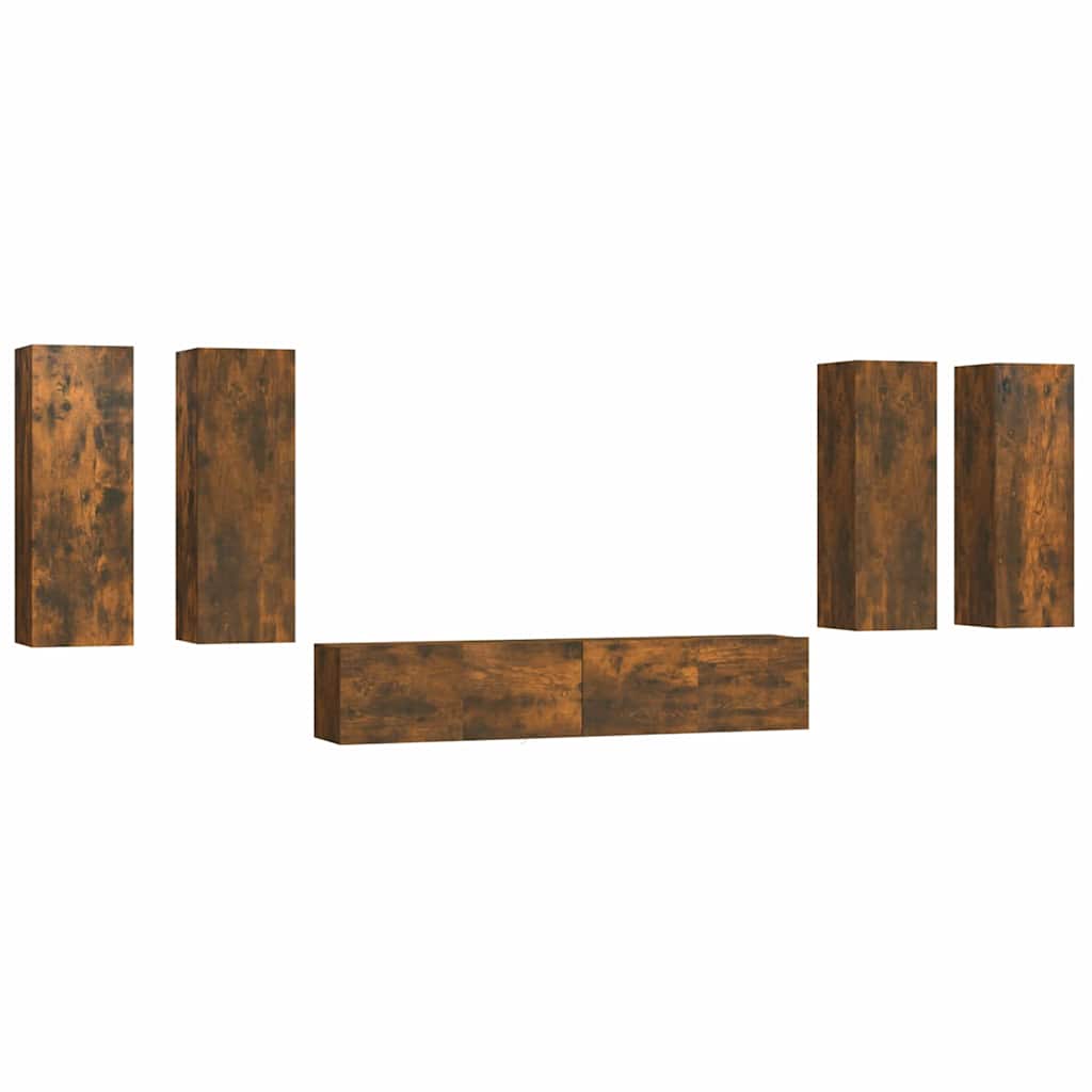 Ensemble de meubles TV 6 pcs Chêne fumé Bois d'ingénierie