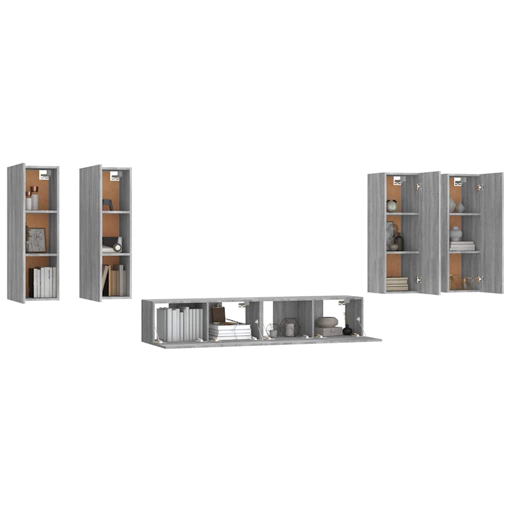 Ensemble de meubles TV 6 pcs Sonoma gris Bois d'ingénierie