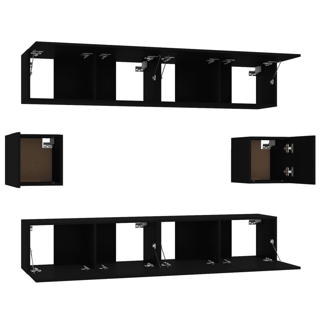 Ensemble de meubles TV 6 pcs Noir Bois d'ingénierie - XIOS