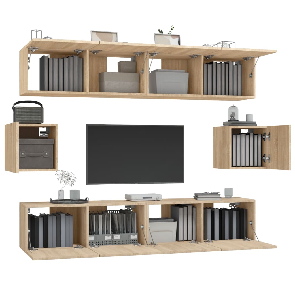 Ensemble de meubles TV 6 pcs Chêne sonoma Bois d'ingénierie - XIOS