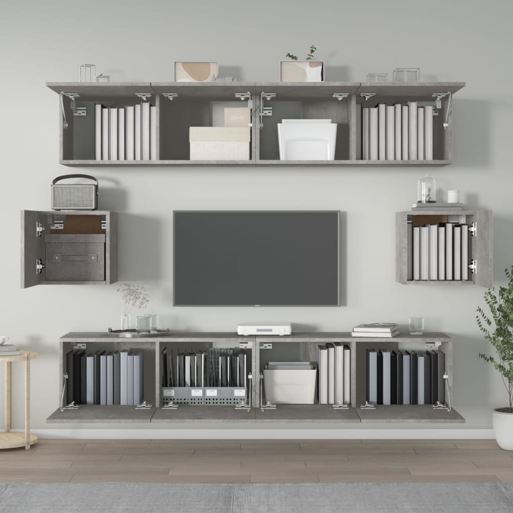 Ensemble de meubles TV 6 pcs Gris béton Bois d'ingénierie - XIOS