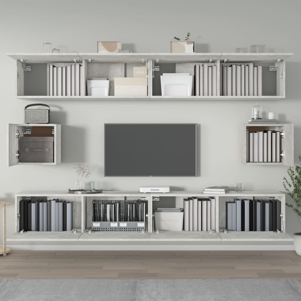 Ensemble de meubles TV 6 pcs Gris béton Bois d'ingénierie - XIOS