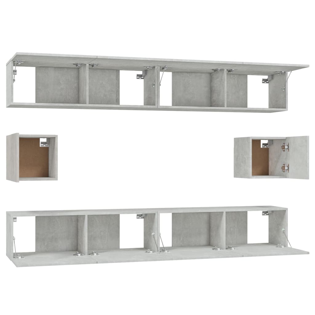 Ensemble de meubles TV 6 pcs Gris béton Bois d'ingénierie - XIOS