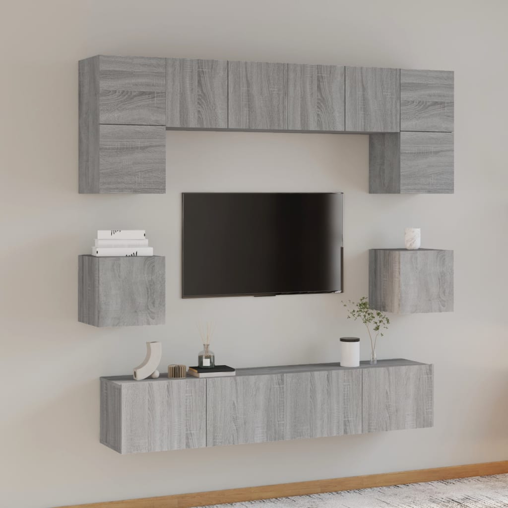 Ensemble de meubles TV 8 pcs Sonoma gris Bois d'ingénierie - XIOS