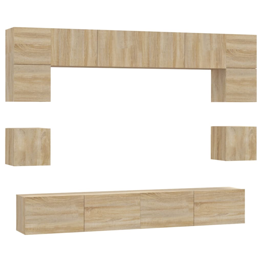 Ensemble de meubles TV 8 pcs Chêne sonoma Bois d'ingénierie - XIOS