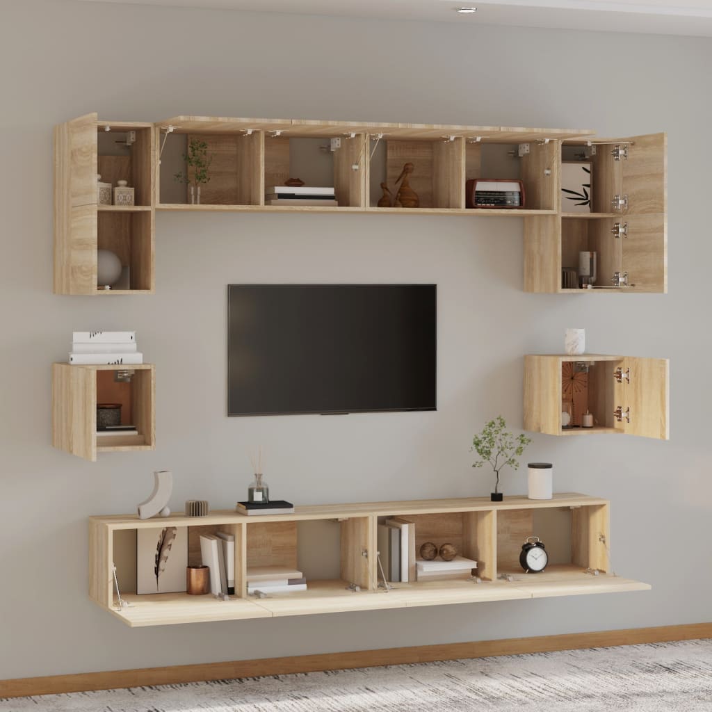 Ensemble de meubles TV 8 pcs Chêne sonoma Bois d'ingénierie - XIOS