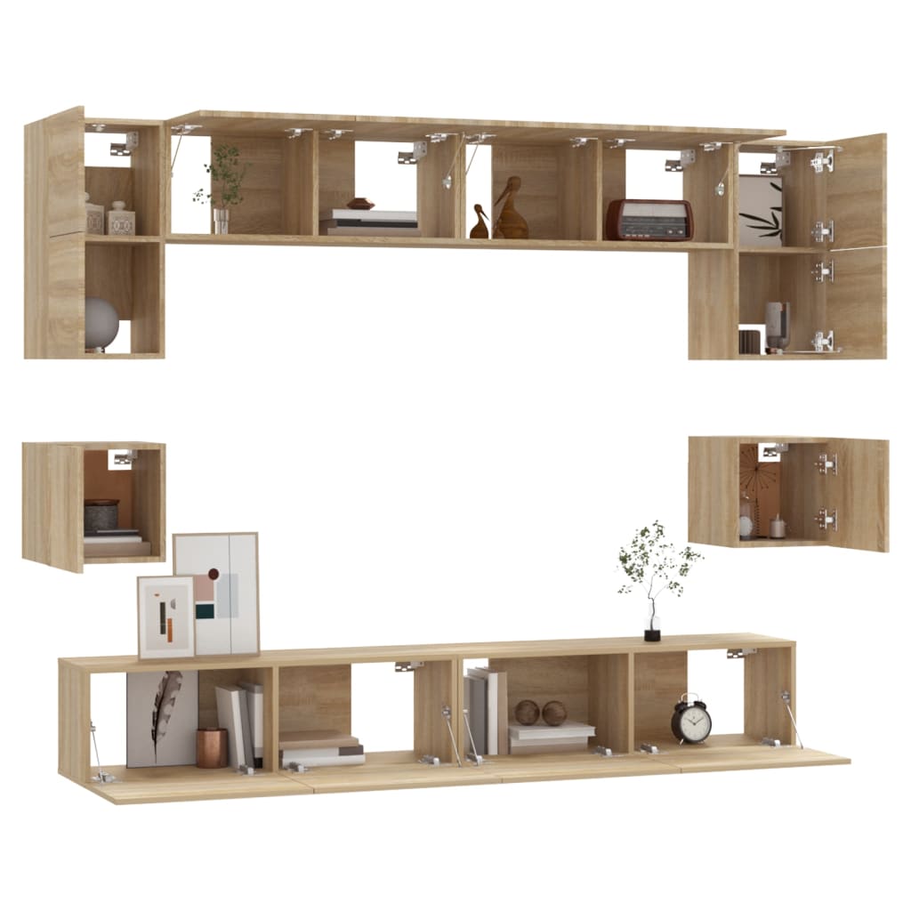 Ensemble de meubles TV 8 pcs Chêne sonoma Bois d'ingénierie - XIOS