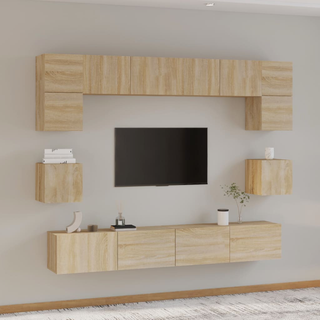 Ensemble de meubles TV 8 pcs Chêne sonoma Bois d'ingénierie - XIOS