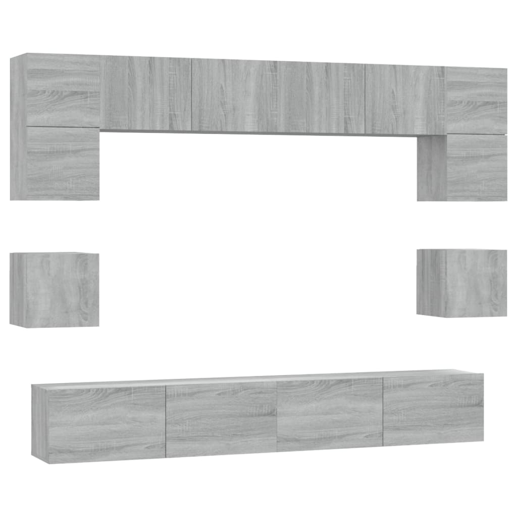 Ensemble de meubles TV 8 pcs Sonoma gris Bois d'ingénierie - XIOS
