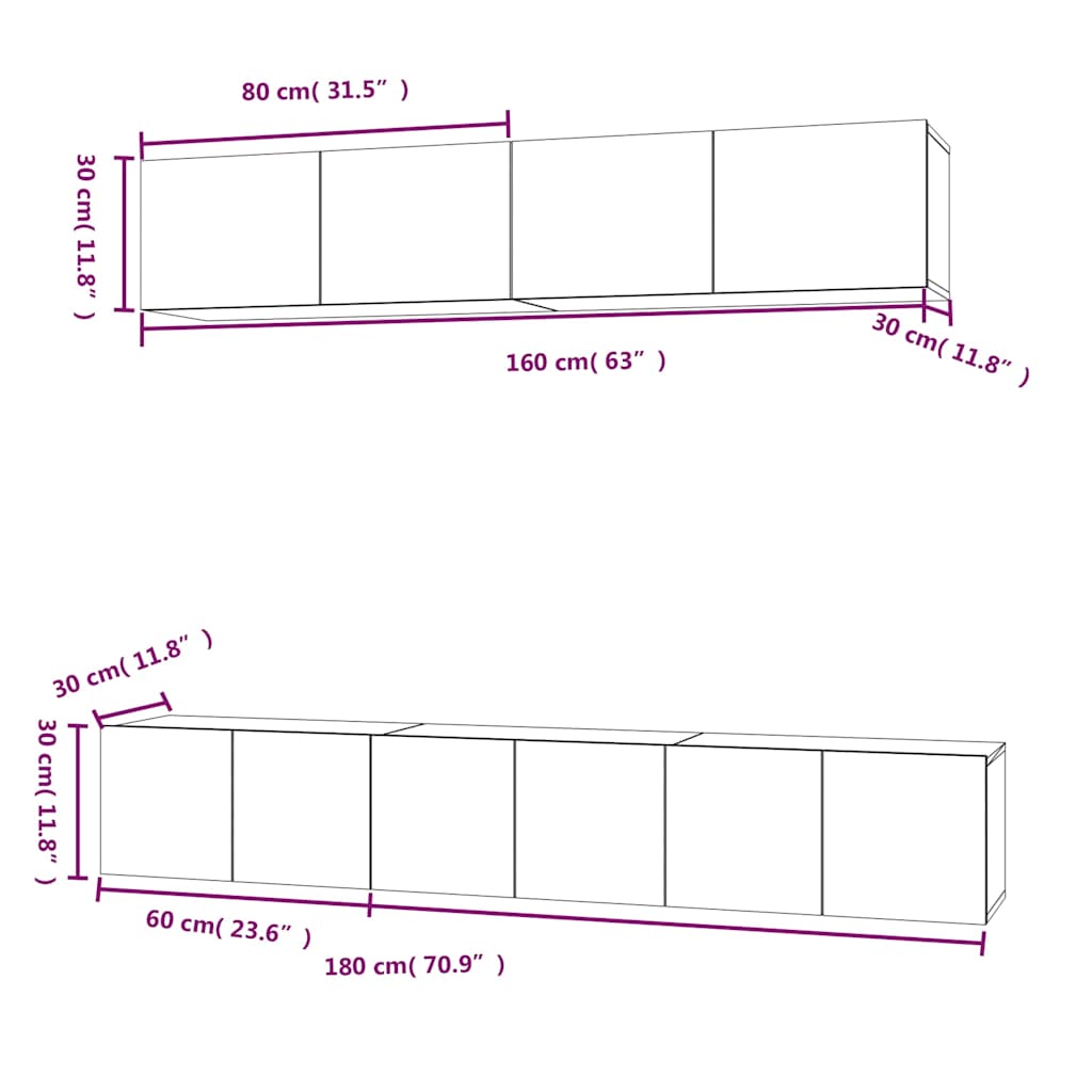Ensemble de meubles TV 5 pcs Blanc Bois d'ingénierie