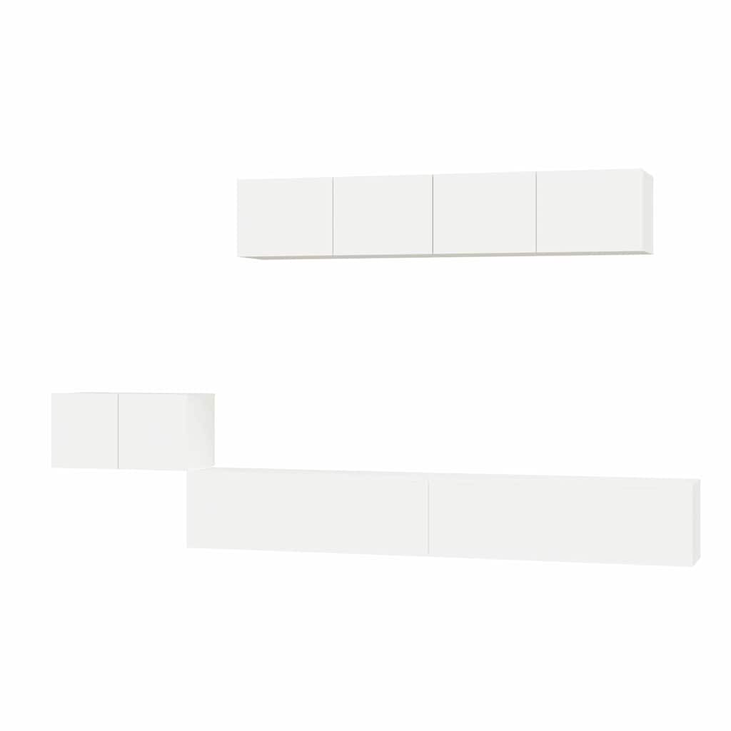 Ensemble de meubles TV 5 pcs Blanc Bois d'ingénierie