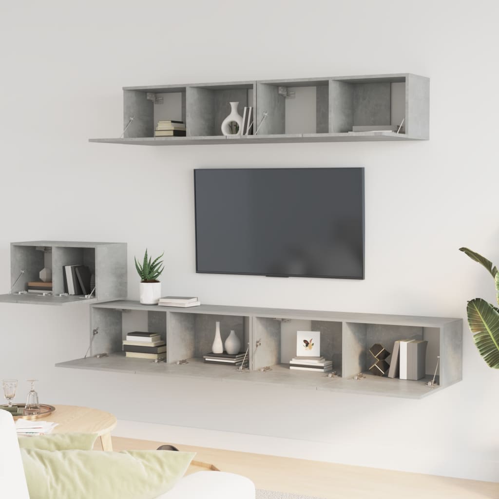 Ensemble de meubles TV 5 pcs Gris béton Bois d'ingénierie - XIOS