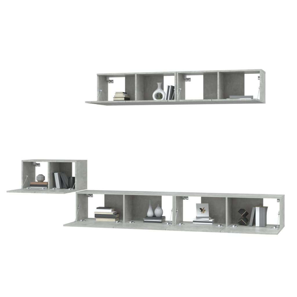 Ensemble de meubles TV 5 pcs Gris béton Bois d'ingénierie - XIOS