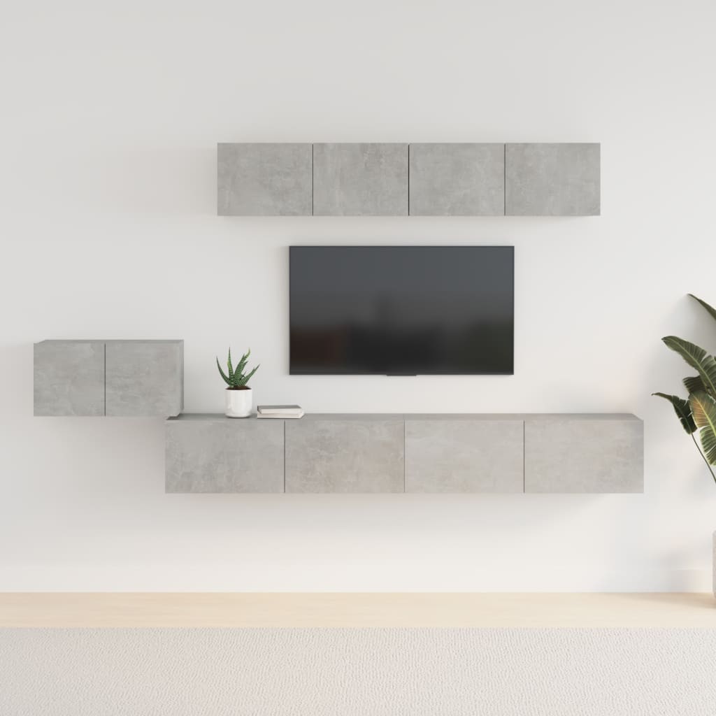 Ensemble de meubles TV 5 pcs Gris béton Bois d'ingénierie - XIOS