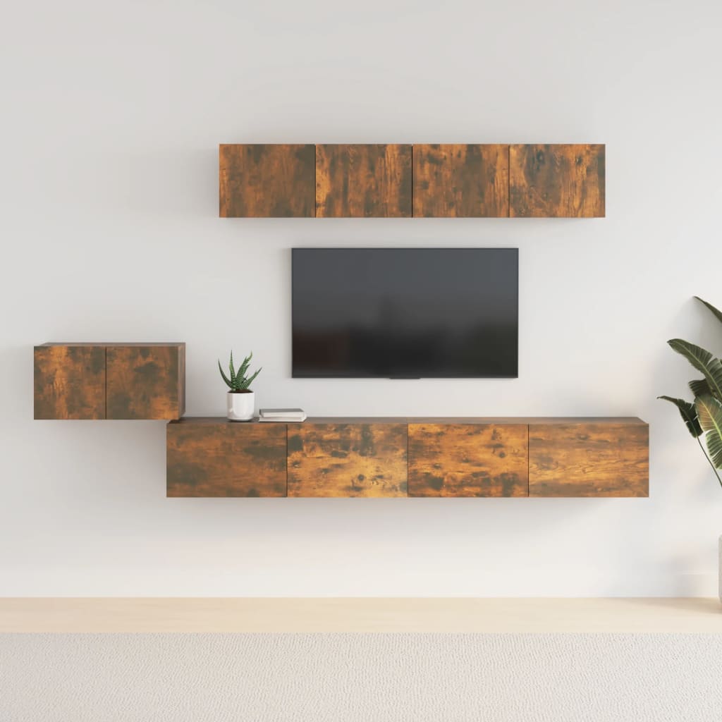 Ensemble de meubles TV 5 pcs Chêne fumé Bois d'ingénierie - XIOS