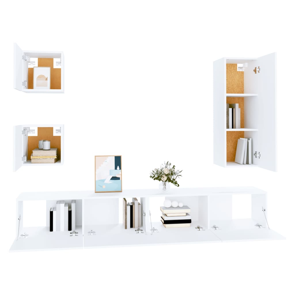 Ensemble de meubles TV 5 pcs Blanc Bois d'ingénierie - XIOS