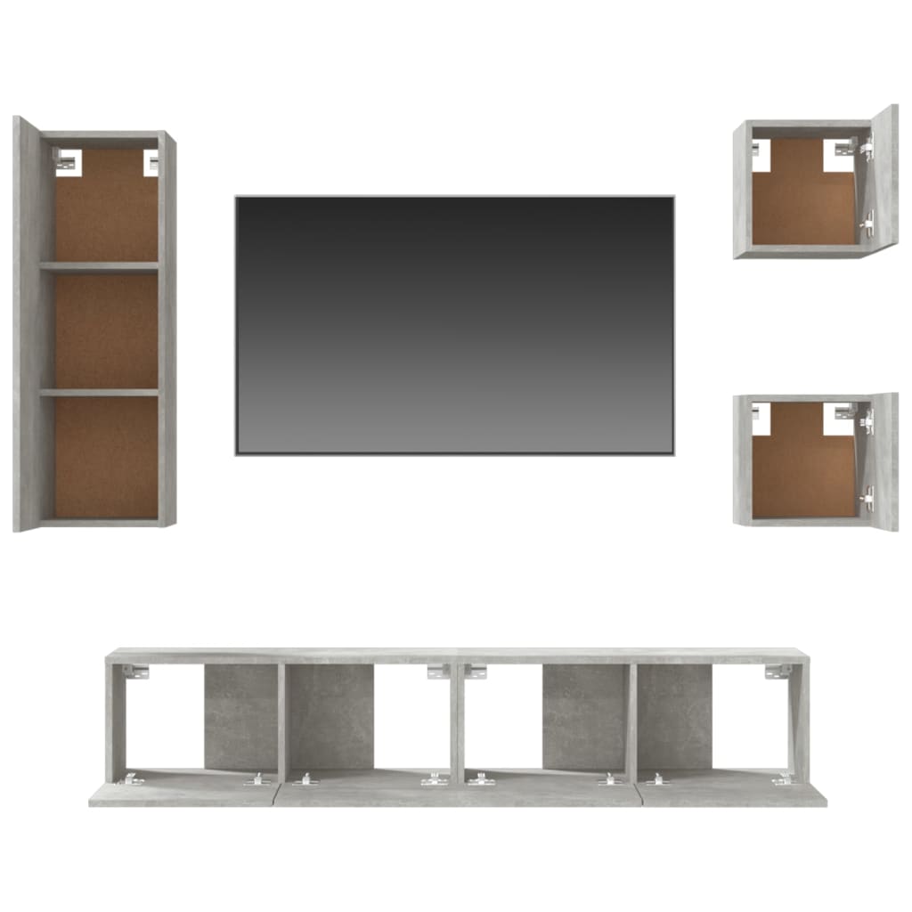 Ensemble de meubles TV 5 pcs Gris béton Bois d'ingénierie - XIOS