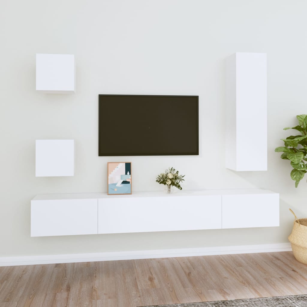 Ensemble de meubles TV 5 pcs Blanc Bois d'ingénierie - XIOS