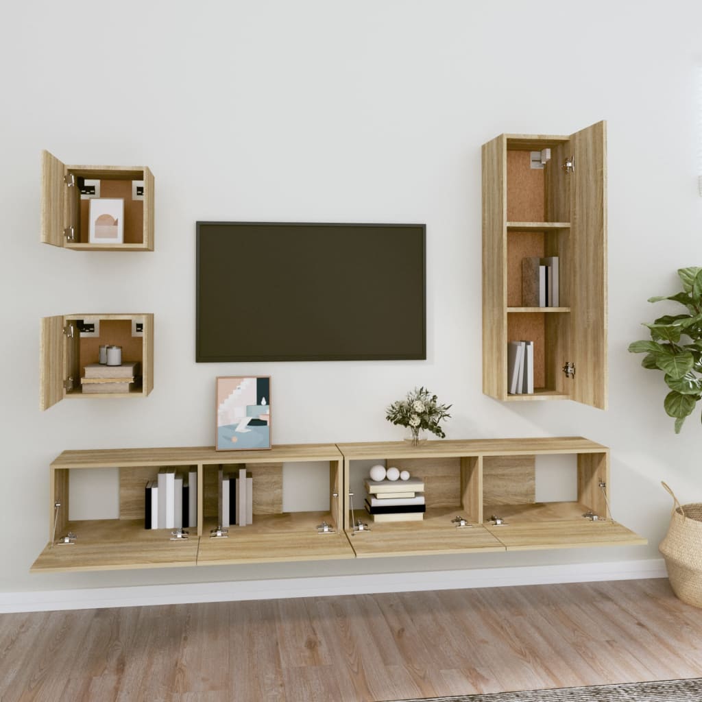 Ensemble de meubles TV 5 pcs Chêne sonoma Bois d'ingénierie - XIOS