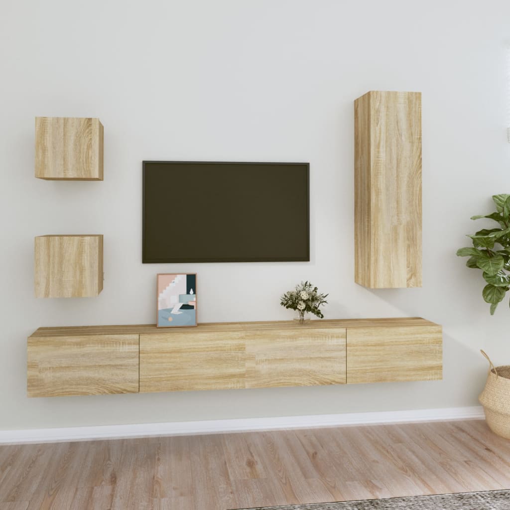 Ensemble de meubles TV 5 pcs Chêne sonoma Bois d'ingénierie - XIOS