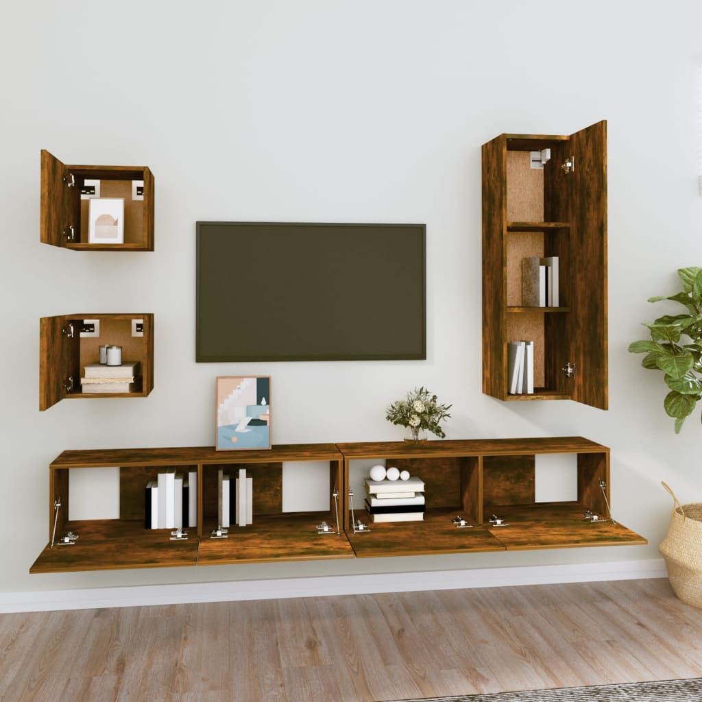 Ensemble de meubles TV 5 pcs Chêne fumé Bois d'ingénierie - XIOS