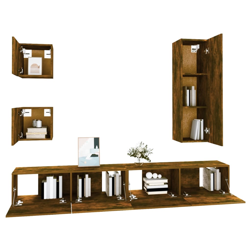 Ensemble de meubles TV 5 pcs Chêne fumé Bois d'ingénierie - XIOS