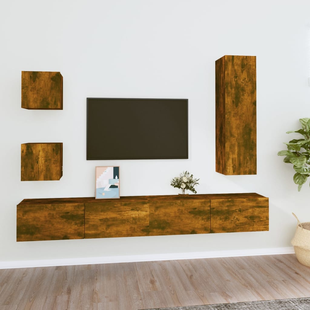 Ensemble de meubles TV 5 pcs Chêne fumé Bois d'ingénierie - XIOS