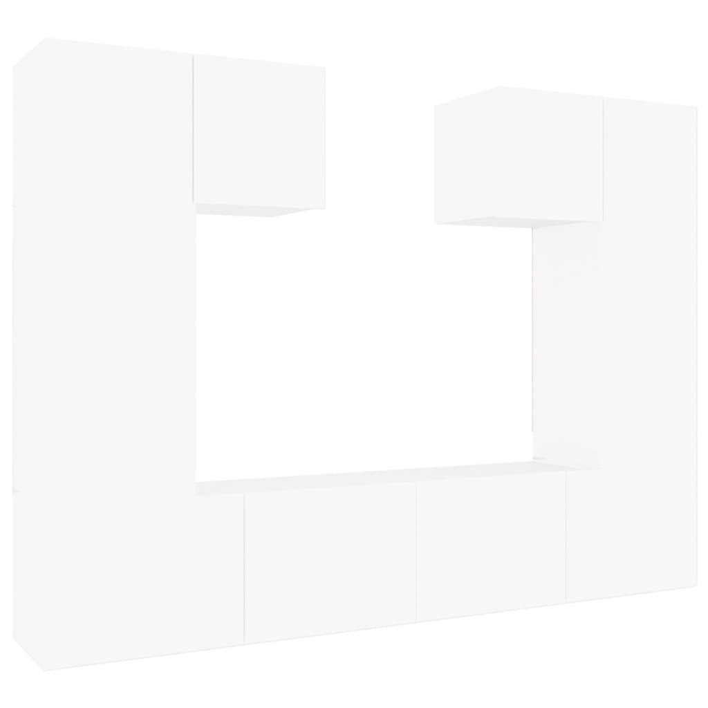 Ensemble de meubles TV 6 pcs Blanc Bois d'ingénierie