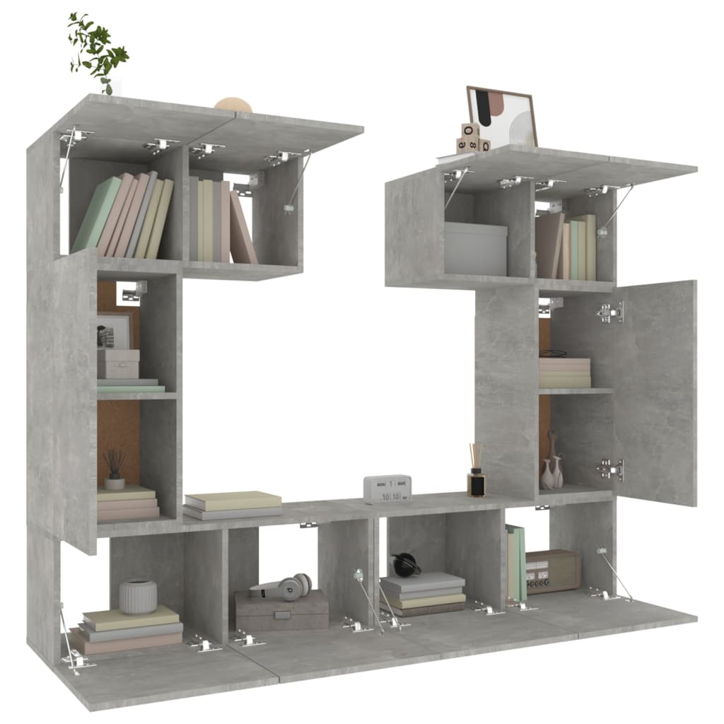 Ensemble de meubles TV 6 pcs Gris béton Bois d'ingénierie - XIOS