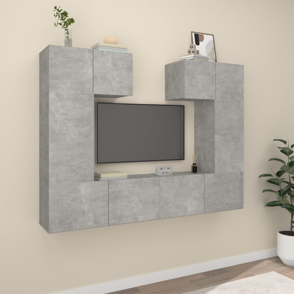 Ensemble de meubles TV 6 pcs Gris béton Bois d'ingénierie - XIOS